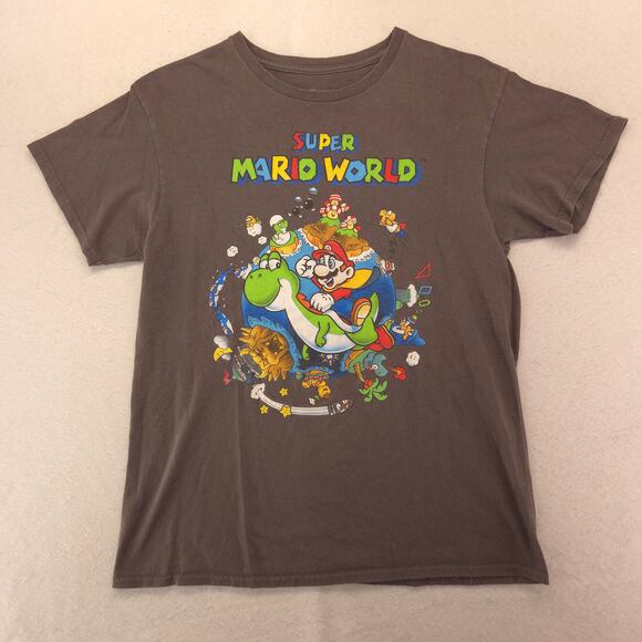 Nintendo Mario Video Game Short Sleeve Graphic T Shirt Adult Mens Size M Gray - Picture 2 of 9